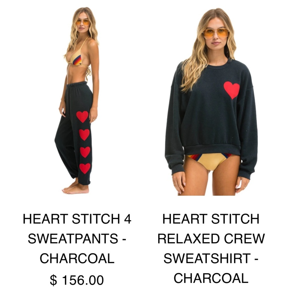 NWT Aviator Nation Heart Stitch Sweatshirt and Sweatpants Set